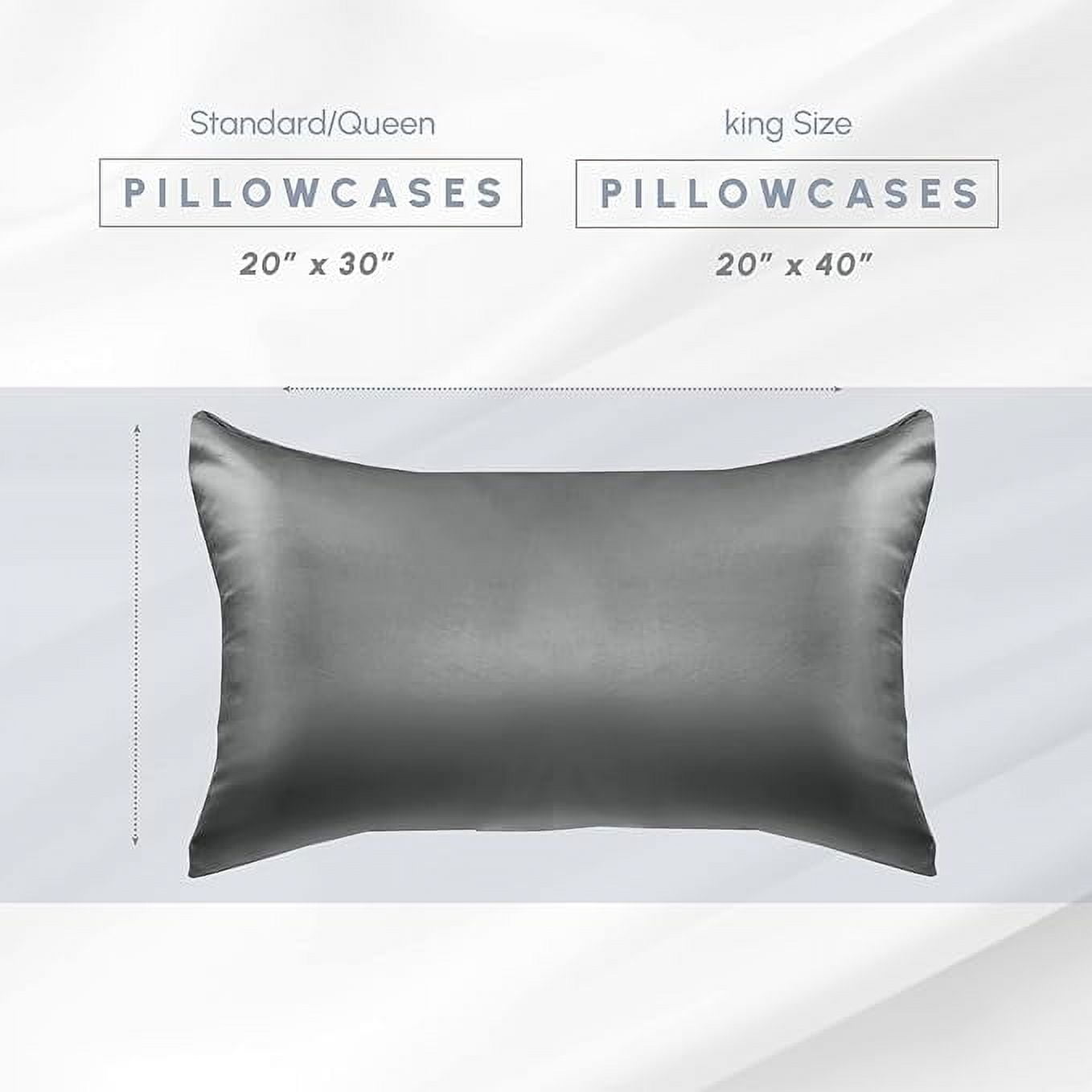 Cooling Viscose Satin Pillowcase 6-Pack Set with Hidden Zipper Closure, Standard/Queen, Gray