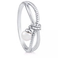 thumbnail image 1 of Silver Knot Band With Hanging Freshwater Pearl And Cubic Zirconia Ring, 1 of 3