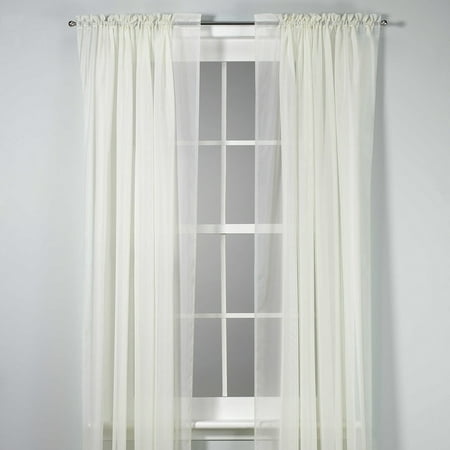 Voile 108 inch Sheer Rod Pocket Window Curtain Panel in Ivory | Walmart ...
