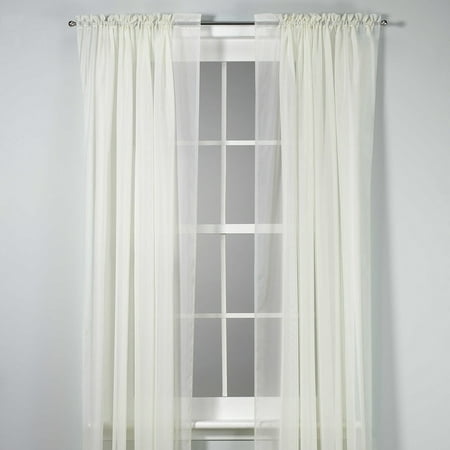 Voile 108 Inch Sheer Rod Pocket Window Curtain Panel In Ivory