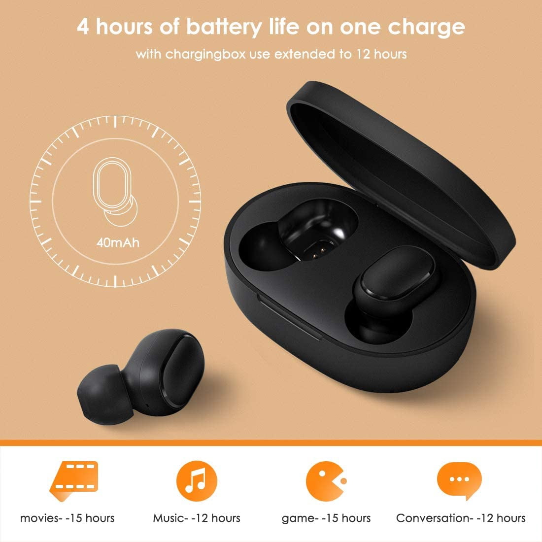 Redmi Airdots 2, Bluetooth 5.0 Wireless Headphones, Wireless Earbuds, Hands-free Stereo Headphones with Microphone