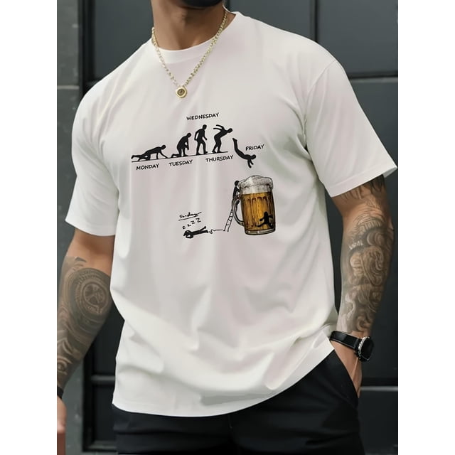 Camiseta de cuello redondo para hombre con estampado elegante, informal, cómoda, de manga corta y cuello redondo. Camiseta de manga corta moderna para uso diario en verano. Para adultos, hombres, muje