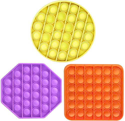 Squeeze Sensory Toy Great for The Old and The Young 3pcs Variety Bubble Sensory Fidget Toy Autism Special Needs Stress Reliever Green+Yellow+Purple Square Style