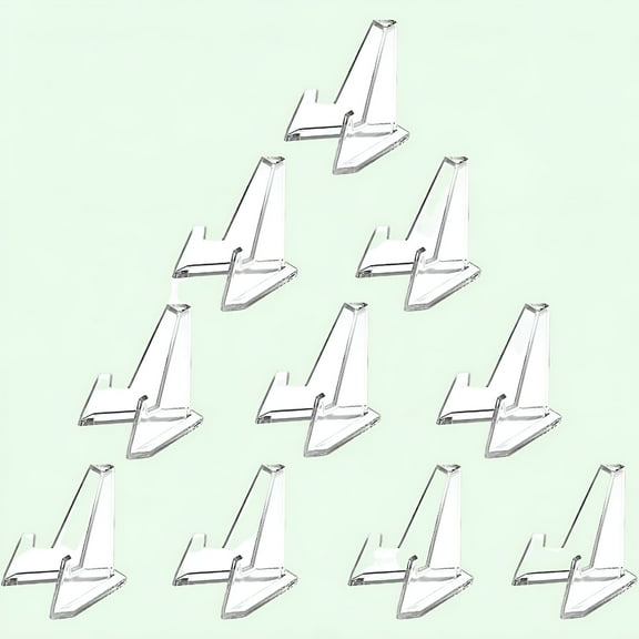 LAMIRO 10 Pack 2.3 Inch Clear Small Easel Stand,Acrylic Tabletop Mini Easel,Display Holder for Challenge Coin,Photo,Medal,Name Card,Sign,Badge