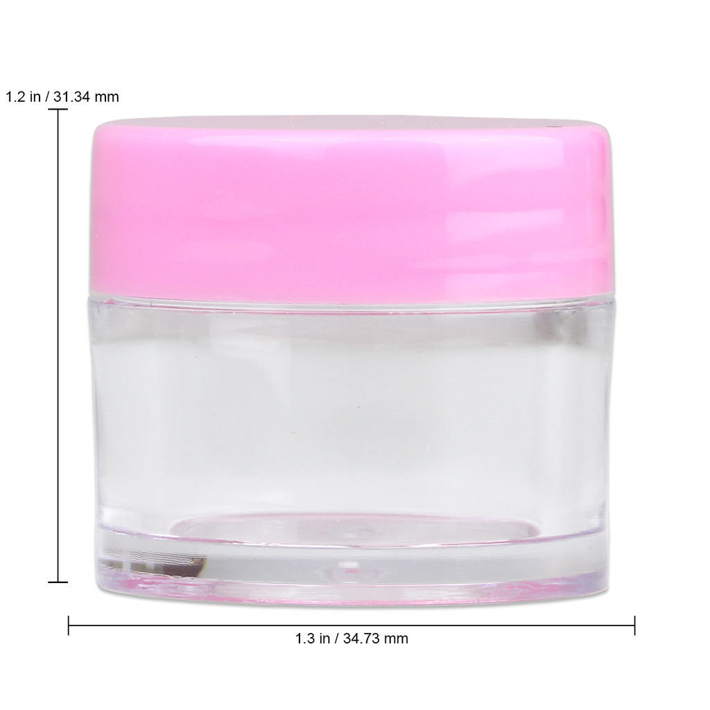 Beauticom 60 Pieces Thick High Quality 7 Gram 7 ml Round Acrylic Leak Proof Cosmetic Sample Travel Jars (Pink Lid)