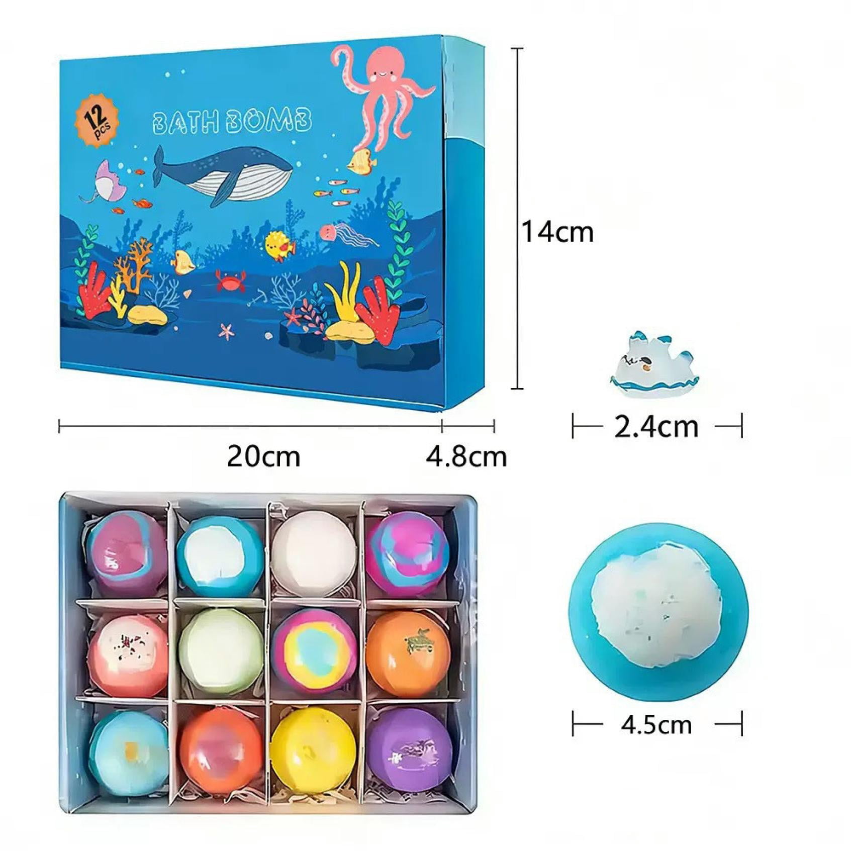 Bath Bomb With Surprise Inside,Bath Bomb Eggs,Bath Bombs with Surprise Inside, Bubbly Buddies Bath Bombs, Ocean Theme Bath Fizzies, Natural Sea Salt Color Changing Spa Bath Balls(12pcs/Set)