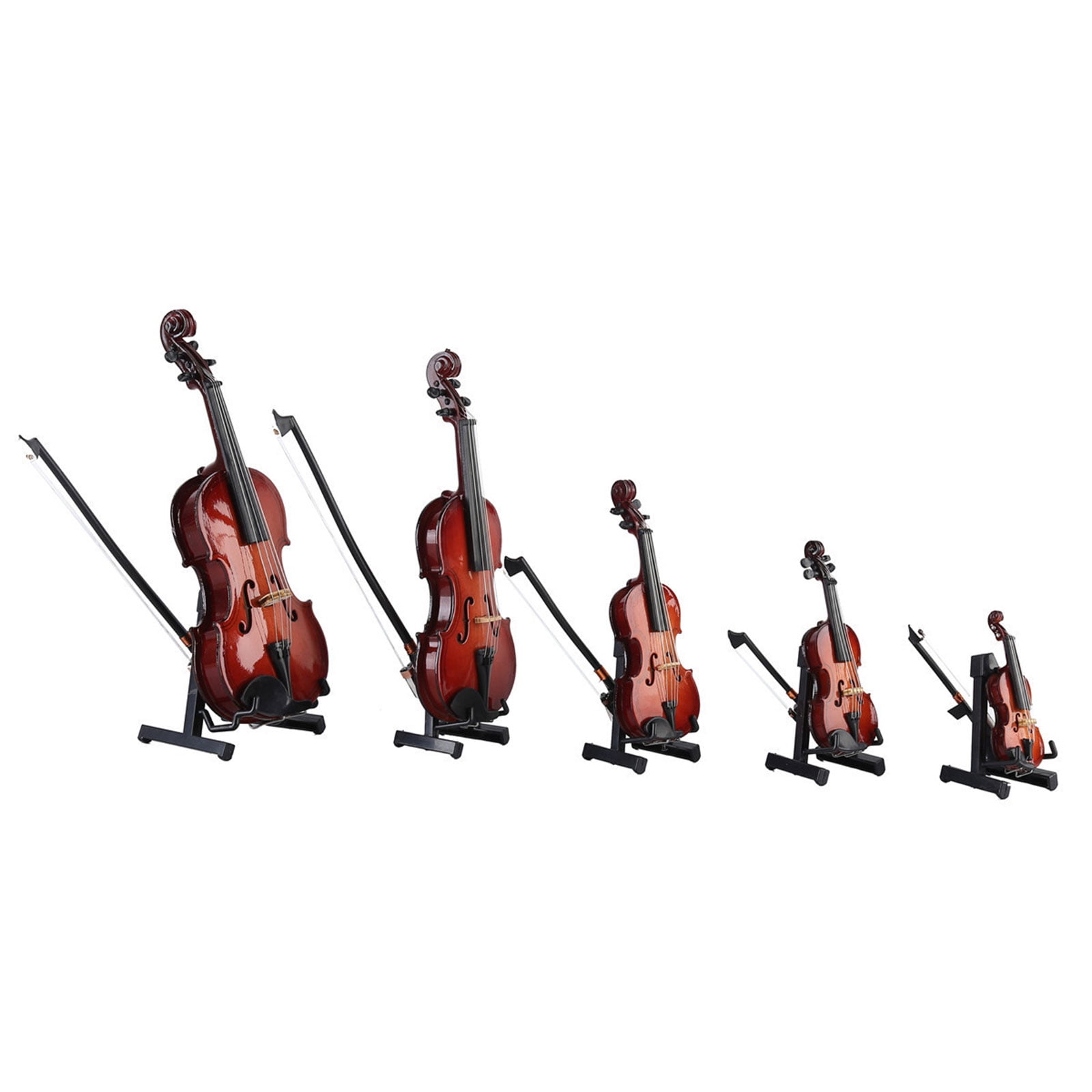 Handcrafted Wooden Violin Model with Stand & Case Accessory, Collectible Music Decor