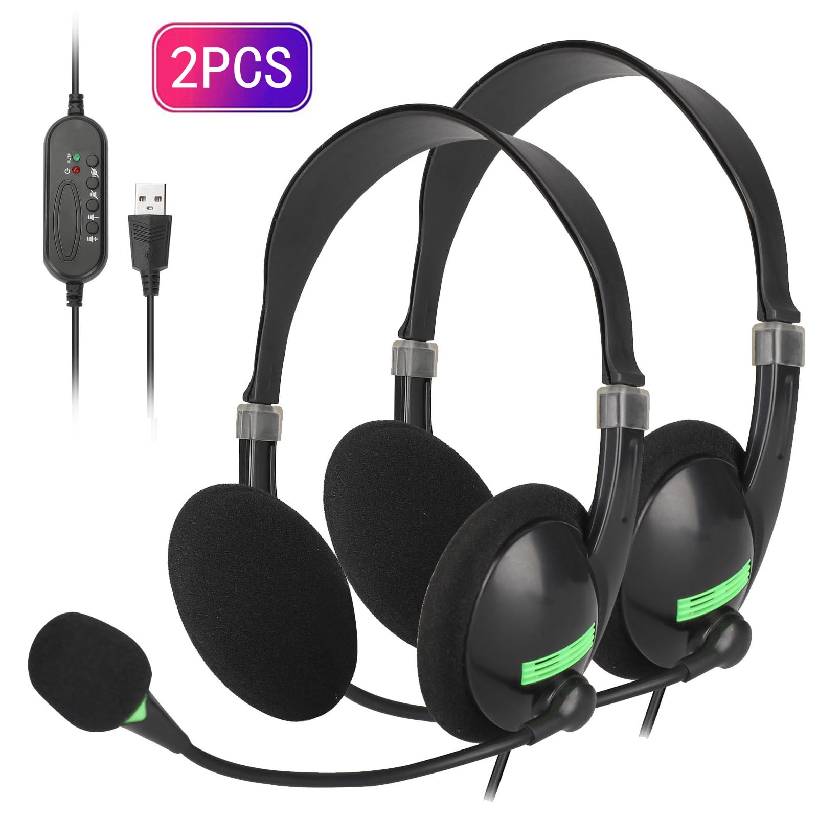 EEEkit 2PCS USB Headset with Microphone Noise Cancelling & Mic Mute ...