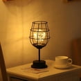 thumbnail image 1 of Lámpara de mesa de alambre de metal negro, luz de noche de estilo de jaula de cesta de hierro moderna, lámpara de noche retro, luz lateral con pilas Ormromra  LN-1004, 1 of 5