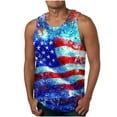 thumbnail image 2 of Mens 4th of July Tank American Flag Tank Top for Men Fourth of July Top Patriotic Tank Top Men Fourth of July Tank Men Leisure Time Fitness Home Wear Pajamas Color Cotton Fashion Printing T-Shirt, 2 of 5