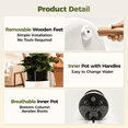 thumbnail image 6 of GENTINGBRO Self Watering Pots for Indoor Plants with Water Level Indicator 10 inch Plant Pot Plastic Planter with Wooden Stand for Outdoor Plants Modern Décor for Porch Patio White Medium, 6 of 7