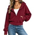 thumbnail image 6 of Ynynloco Womens Zip Up Hoodies Cropped Jackets Fall Outfits Lightweight Slouchy Drop Shoulder Casual Travel Winter with Pockets Airport Workout Athletic, 6 of 7