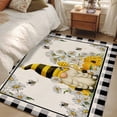 thumbnail image 4 of 3'x5' Rug for Living Room Bedroom, Spring Gnomes Washable Area Rugs Non-Slip Carpet Mats, Farmhouse Bees Flowers Black White Plaid Indoor Low Pile Area Rug Runner for Kitchen, Mudroom, 4 of 8