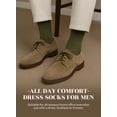 thumbnail image 4 of HUGH UGOLI Mens Cotton Dress Socks | Plain Colors, Regular Fit, Crew, Casual Socks | 3 Pack, Army Green, Shoe Size: 6-8, 4 of 7