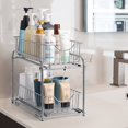 thumbnail image 3 of MOOACE 2 Pack Stackable 2 Tier Under Sink Cabinet Organizer with Sliding Storage Drawer, Pull Out Basket Organizer for Pantry, Under The Sink, Bathroom, Kitchen, Silver, 3 of 8