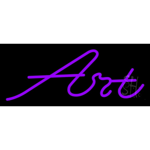 Purple Art Cursive LED Neon Sign 10 x 24 - inches, Clear Edge Cut Acrylic Backing, with Dimmer - Bright and Premium built indoor LED Neon Sign for art gallery, and exhibition.