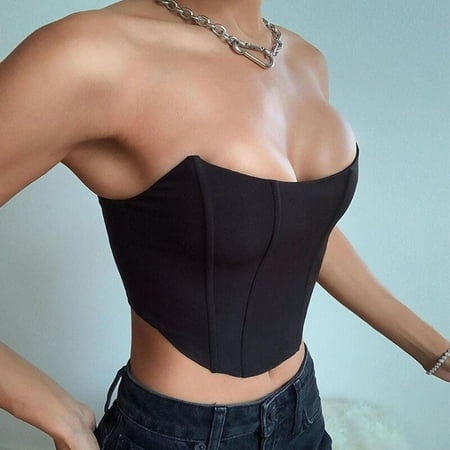

Shiusina Women Sexy Corset Sleeveless Tops Vest Underwear Dress Bustier Top Black + S