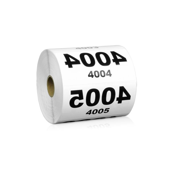 1000 Labels - Reverse Number Stickers, 4001-5000 Consecutive Numbers Labels  for Inventory ( 4 x 2 inch / 1 Roll / White )