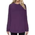 thumbnail image 2 of Antinious Womens Plus Size Sweatshirts Solid Casual Long Sleeve Crew Neck Pullover Oversized Tshirts,Sweatshirt for Women,Going Out Tops for Women,Purple,S, 2 of 5