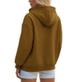 thumbnail image 4 of Dazajoo Womens Fleece Zip Up Hoodie Long Sleeve Solid Color Drawstring Sweatshirts with Pockets Fall Casual Oversized Athletic Coat,Brown,XXL, 4 of 9
