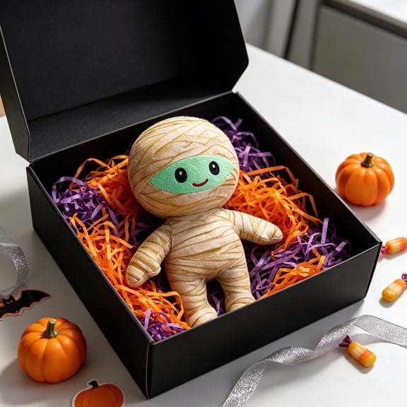 Cute Mummy Plush Doll, Soft Bandage Wrapped Mummy Stuffed Toy, Adorable Halloween Mummy Plush Figure Gift for Kids Halloween Home Party Decor