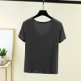 thumbnail image 4 of Jalioing Womens Basic Shirts Comfy Stretchy Short Sleeve Scoop Neck T Shirts Solid Casual Undershirts Tops with Pocket, 4 of 6