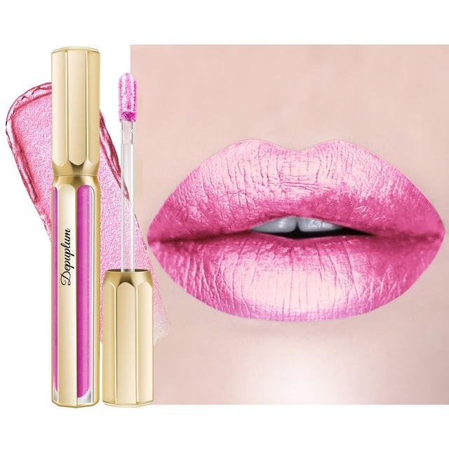 Lápiz labial Depuplum Pink Metallic de larga duración e impermeable