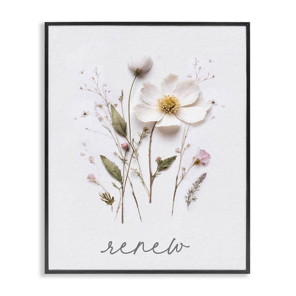 Pressed Flowers Renew Black Framed Giclee Art, design by Lettered and Lined