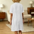 thumbnail image 6 of VBVC Women's V-Neck Stand Collar Shirt Dress,Button Detail Short Sleeve Midi Dress For Women,Ladies Summer Breathable Dress with Pockets,White,S-2XL, 6 of 8