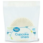 Great Value Jumbo Cupcake Liners, White, 40 Count