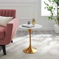 thumbnail image 2 of Sofa Side Table, Round, White Gold, Artificial Marble, Metal Steel, Modern Contemporary Mid-Century, Living Lounge Cafe Room Hotel Lobby Hospitality, 2 of 6
