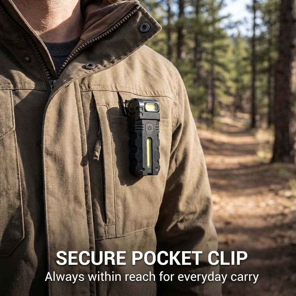 180° Rotating Head LED Work Light, Rechargeable Dual Light Magnetic Flashlight with Pen Clip, Portable EDC Pocket Torch for Hiking Working (DC10x2)