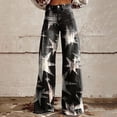 thumbnail image 2 of Liquidation! Lisingtool Pantalon à Jambe Grand Femme Taille Haute Pantalon à Motif Floral Léger Coupe Ample Décontracté Pantalon Coloré Imitation Jeans, 2 of 4