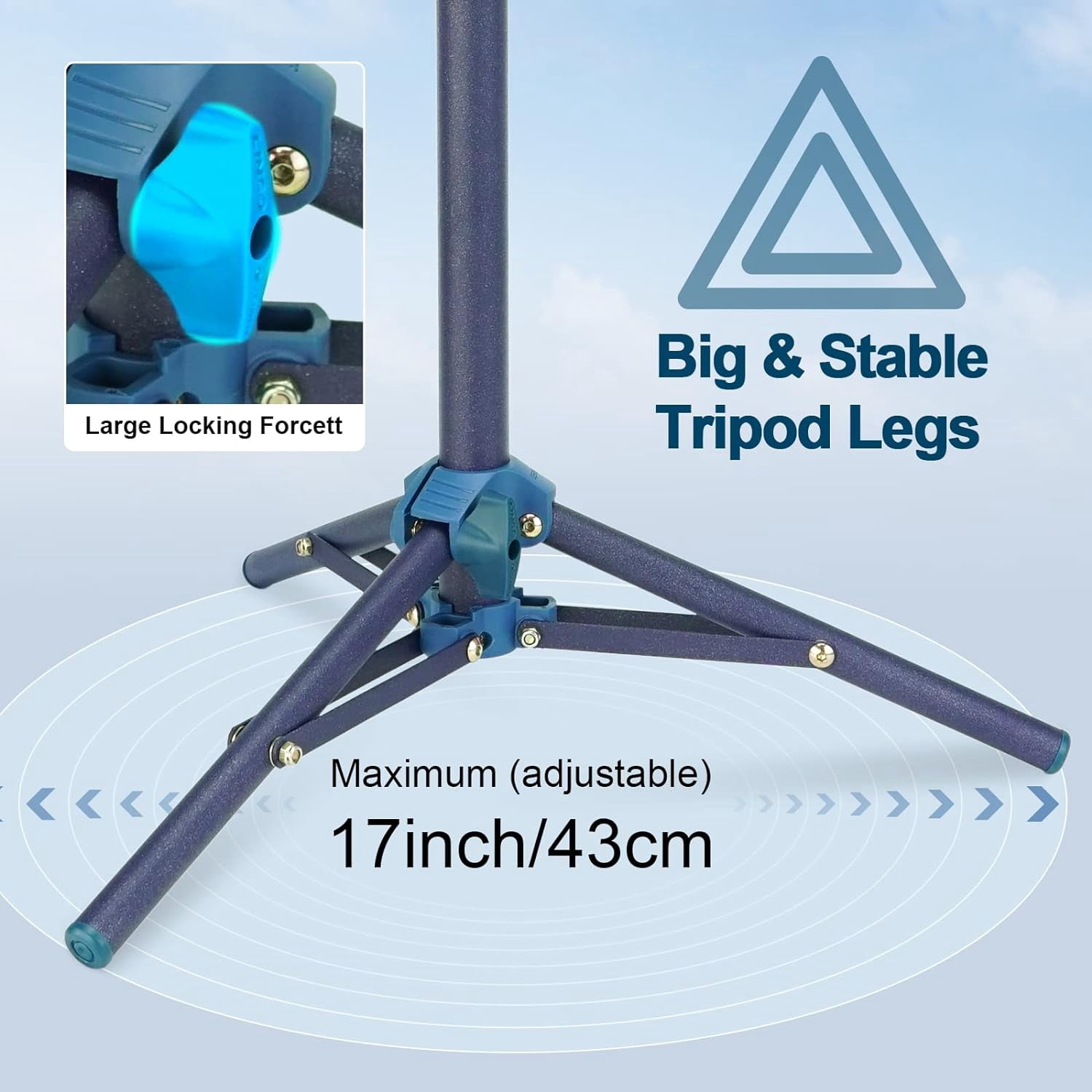LINCO Adjustable iPhone iPad Selfie Stick Tripod 52” Bluetooth Remote Mic Stand Tablet Holder -Blue