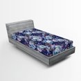 thumbnail image 2 of Ambesonne Floral Fitted Sheet, Roses Flowers Leaves Plot, Twin XL Size, Dark Violet Blue and Mauve, 2 of 5