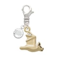 thumbnail image 2 of Delight Jewelry Goldtone 3-D Flying Bat with Crystals - Silvertone Clip on Charm with Clear Crystal Drop, 2 of 4