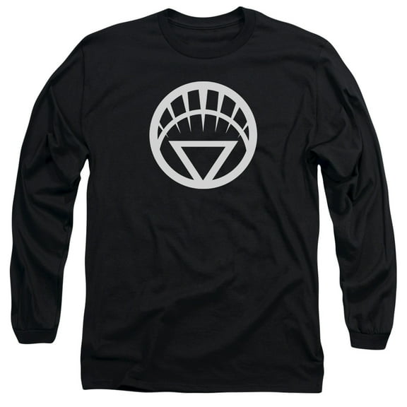 Green Lantern White Emblem Long Sleeve Adult 18/1 T-Shirt Black