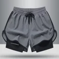 thumbnail image 2 of Pantalones cortos casuales de marca de moda para hombre, pantalones de fitness para correr de estilo americano, forro de dos piezas, pantalones cortos de baloncesto de tres cuartos con ilusión, 2 of 4