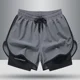 thumbnail image 2 of Pantalones cortos casuales de marca de moda para hombre, pantalones de fitness para correr de estilo americano, forro de dos piezas, pantalones cortos de baloncesto de tres cuartos con ilusión, 2 of 4