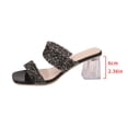 thumbnail image 5 of Women’s Chunky Heel Sandals with Rhinestone Design & Peep Toe, Comfortable Dressy Mules for Dates, Photoshoots, and Weekend Outings, 5 of 9