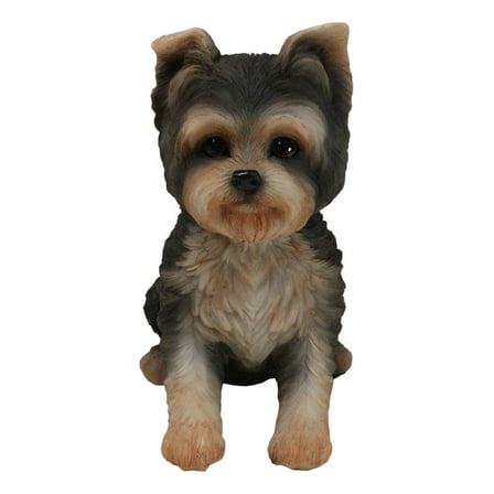Adorable Lifelike Pet Pal Sitting Yorkie Terrier Puppy Home Decor Figurine