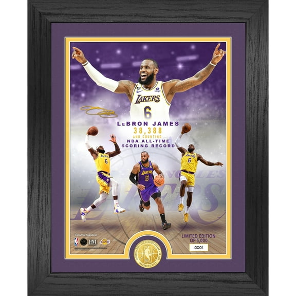 Highland Mint LeBron James Los Angeles Lakers 13'' x 16'' NBA Legends All-Time Scoring Record Bronze Coin Photo Mint