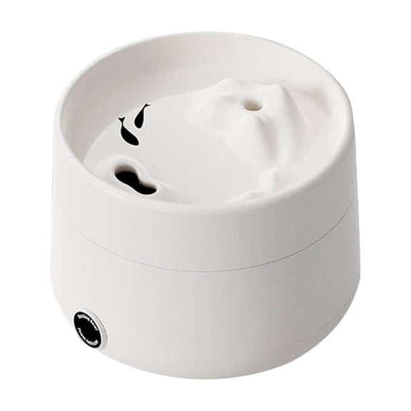 FEISHENTT Cat Water Fountain, Pet Water Fountain for Cats & Dogs Dispenser, Ceramic Water Bowl (Heated), Two-Cabin Wastewater Separation White 16X11CM
