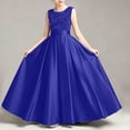 thumbnail image 2 of AHTJRT Dresses for Girls Sequin Glitter Satin Silk Sleeveless A-Line Formal Dress Birthday Party Wedding Gowns Princess Dress Dark Blue 12-13 Years, 2 of 8