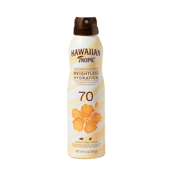 Hawaiian Tropic Weightless Hydration Clear Spray Sunscreen SPF 70, 6oz