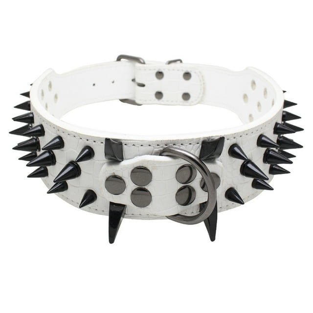 HEVIRGO Dog Puppy Faux Leather Rivet Spiked Anti-bite Collar Necklace Pet Neck Band