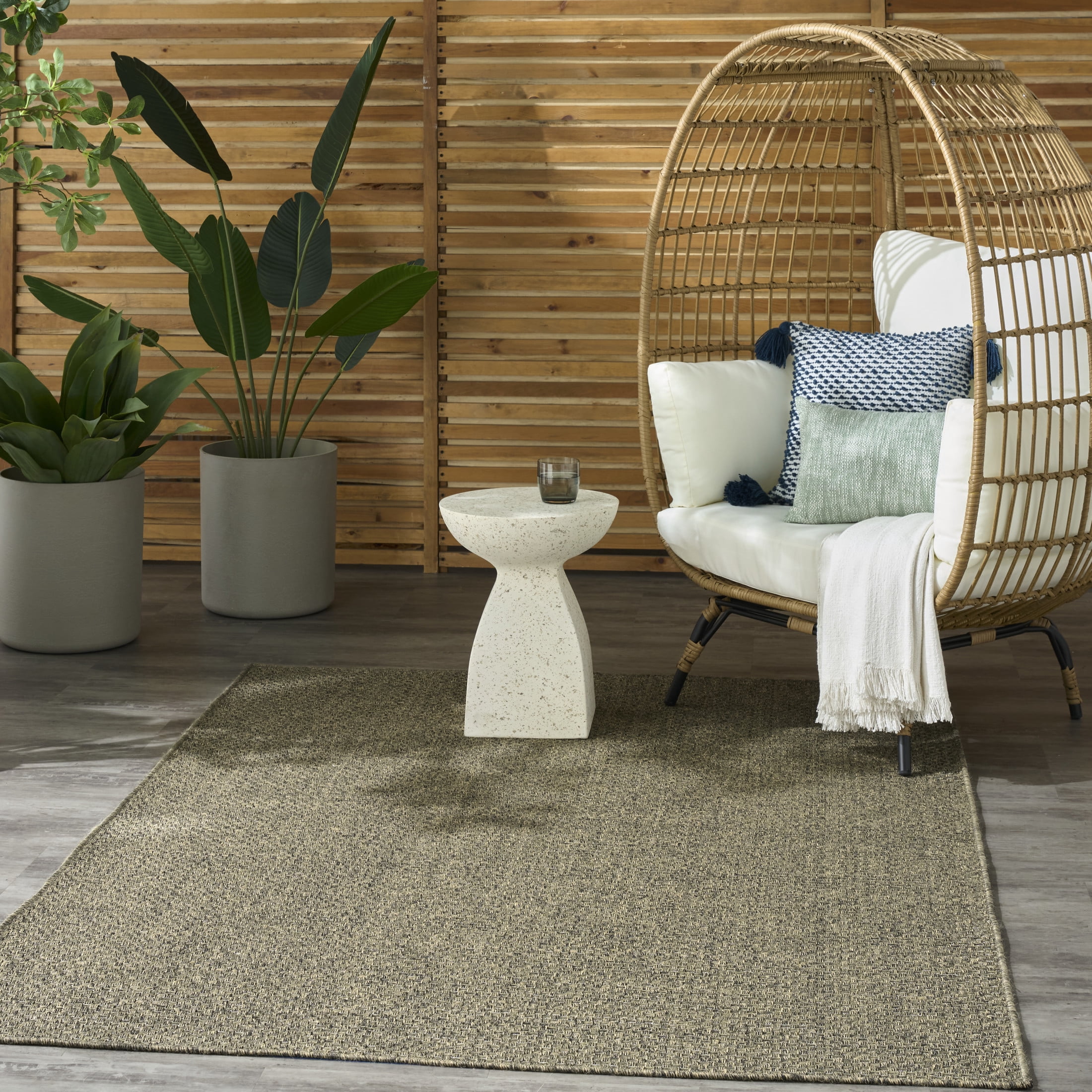 Nourison Tulum 4' x 6' Olive Outdoor Rug