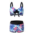 thumbnail image 3 of DPTALR Women's Soild Print Lace Up High Cut Leg Bikini Set Two Piece Swimsuit, 3 of 8