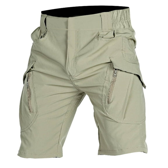 OSOLU Solid Color Mens Fashionable Casual Outdoor Lightweight Breathable Multi Pocket Zippered Casual Shorts Daily Relaxed Fit Breathable Bottoms