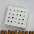 thumbnail image 6 of Ayyufe 20Pcs/Box Women Flower Rhinestone Silver Plated Nose Stud Body Piercing, 6 of 6